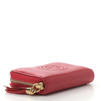 Gucci Pebbled Calfskin Soho Compact Disco Zip Around Wallet Hibiscus Red 4 of 13