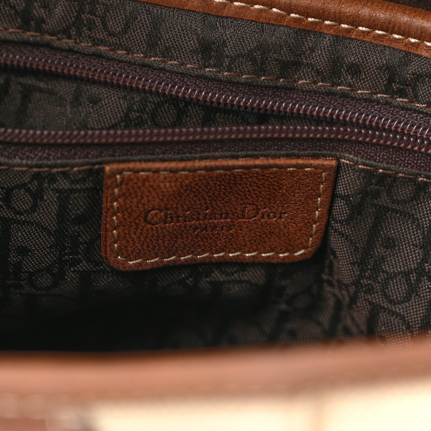 Canvas Calfskin Saddle Bag Beige