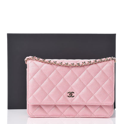 Chanel Iridescent Caviar Quilted Wallet on Chain WOC Rose Pink 11 of 11
