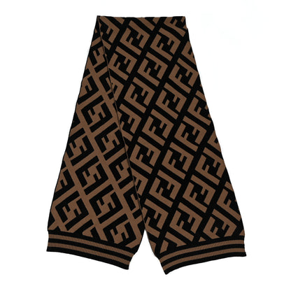 Fendi Wool FF Scarf Brown Black 2 of 3