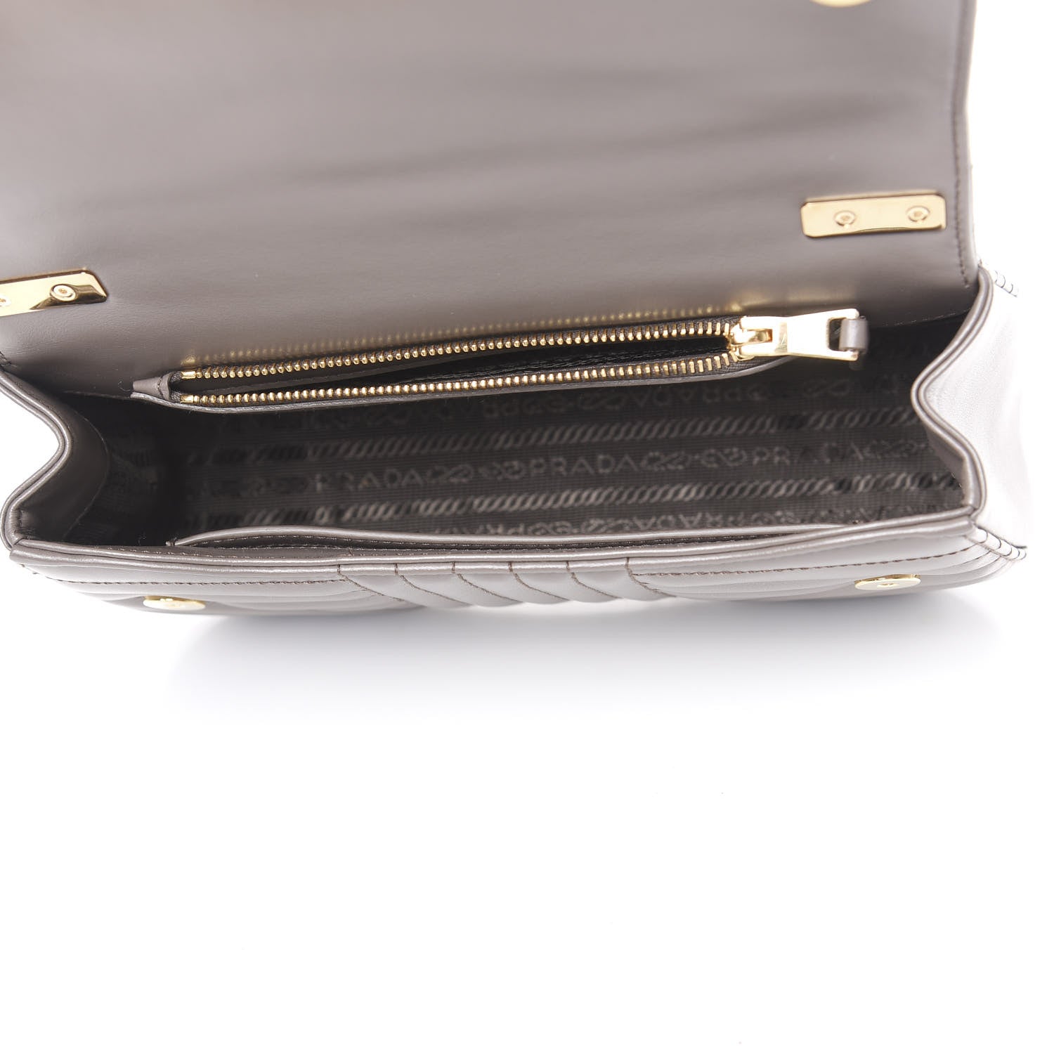 Prada Soft Calf Impunture Diagramme Flap Shoulder Bag Bambu 4 of 8