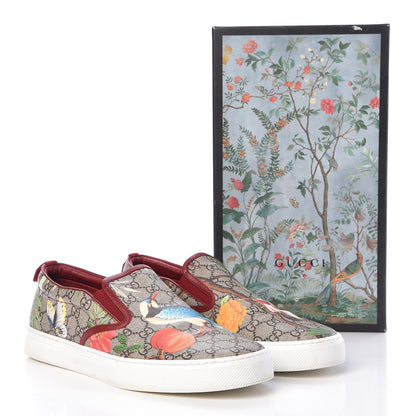 Gucci GG Supreme Monogram Tian Mens Dublin Slip On Sneakers 13 Beige Multicolor Red 14 of 14