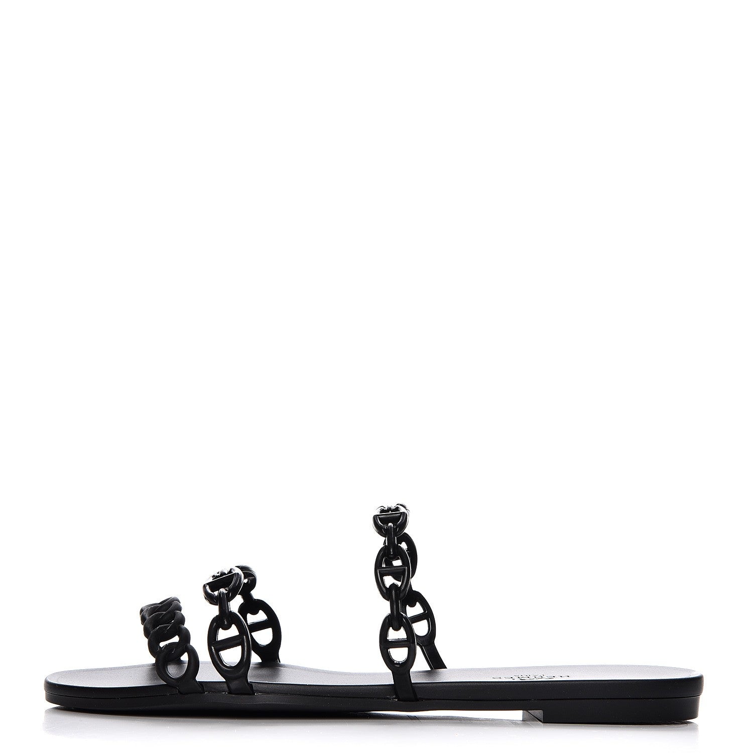 Hermes Rubber Chaine d'Ancre Rivage Sandals 38 Black 1 of 8