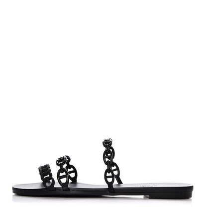 Hermes Rubber Chaine d'Ancre Rivage Sandals 38 Black 1 of 8