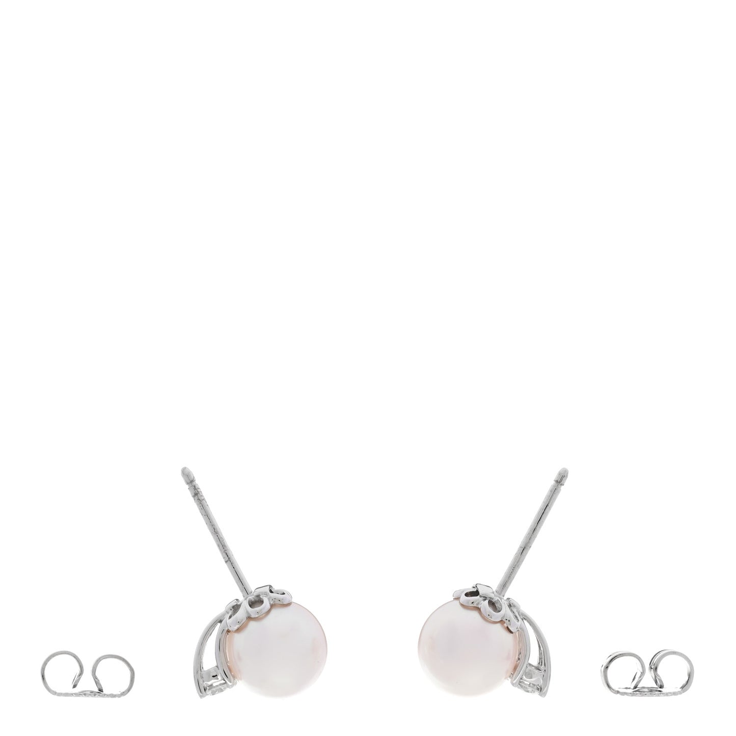 18K White Gold Diamond Akoya Pearl 7.5-8mm Signature Earrings