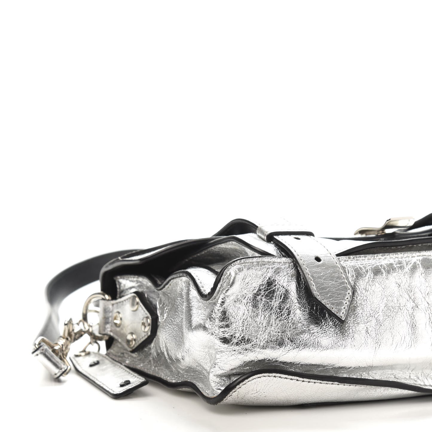 Metallic Lambskin PS1 Tiny Satchel Silver