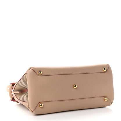 Burberry Grainy Calfskin House Check Medium Banner Tote Beige 3 of 9