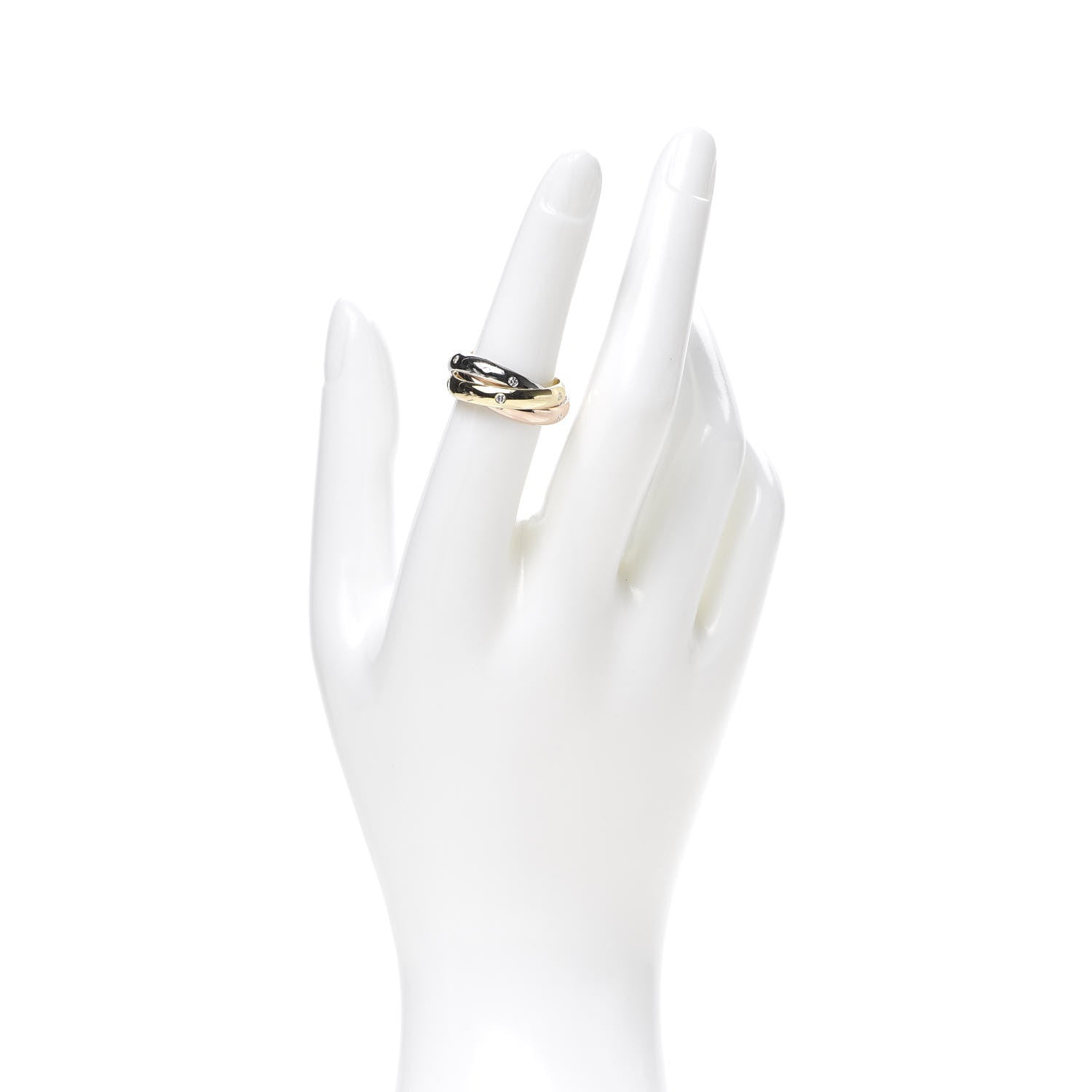 Cartier 18K Pink Yellow White Gold Diamond Trinity Ring 52 6 2 of 8