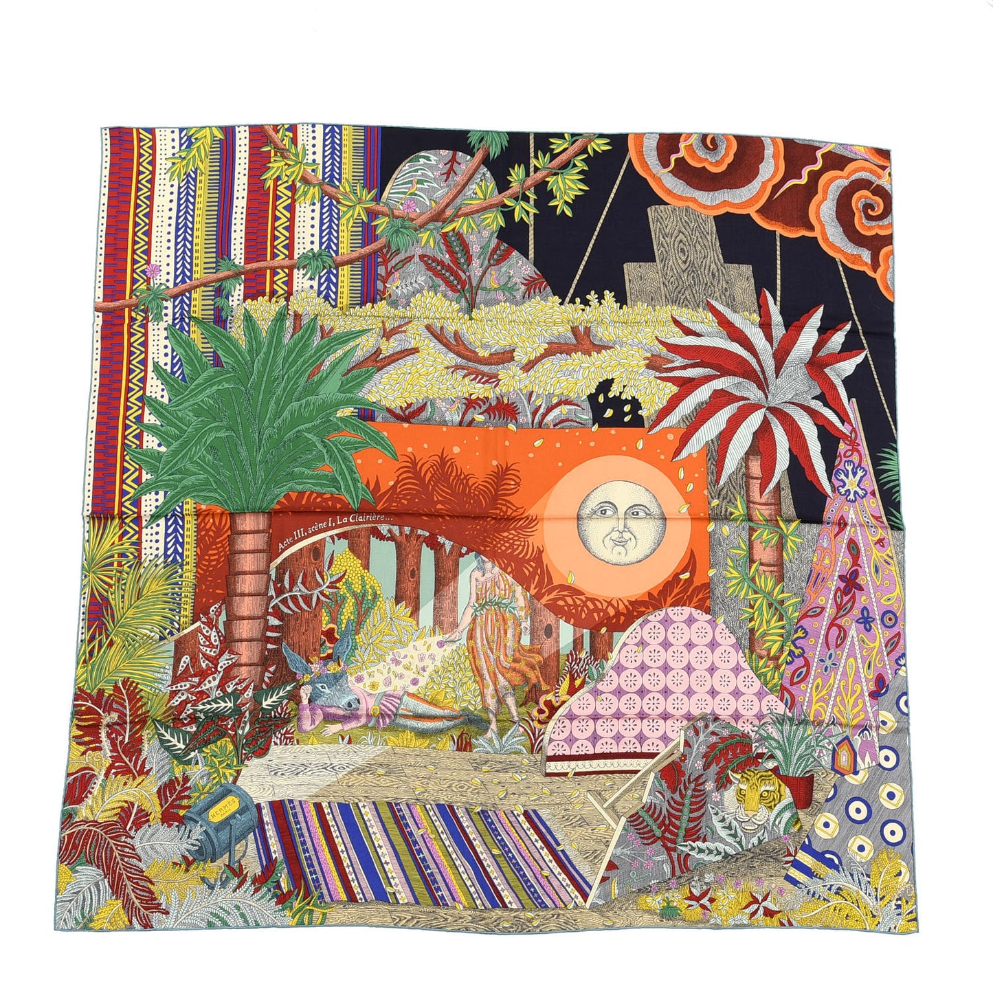 Cashmere Silk Acte III Scene I La Clairiere Shawl 140 Orange Vert Multicolore