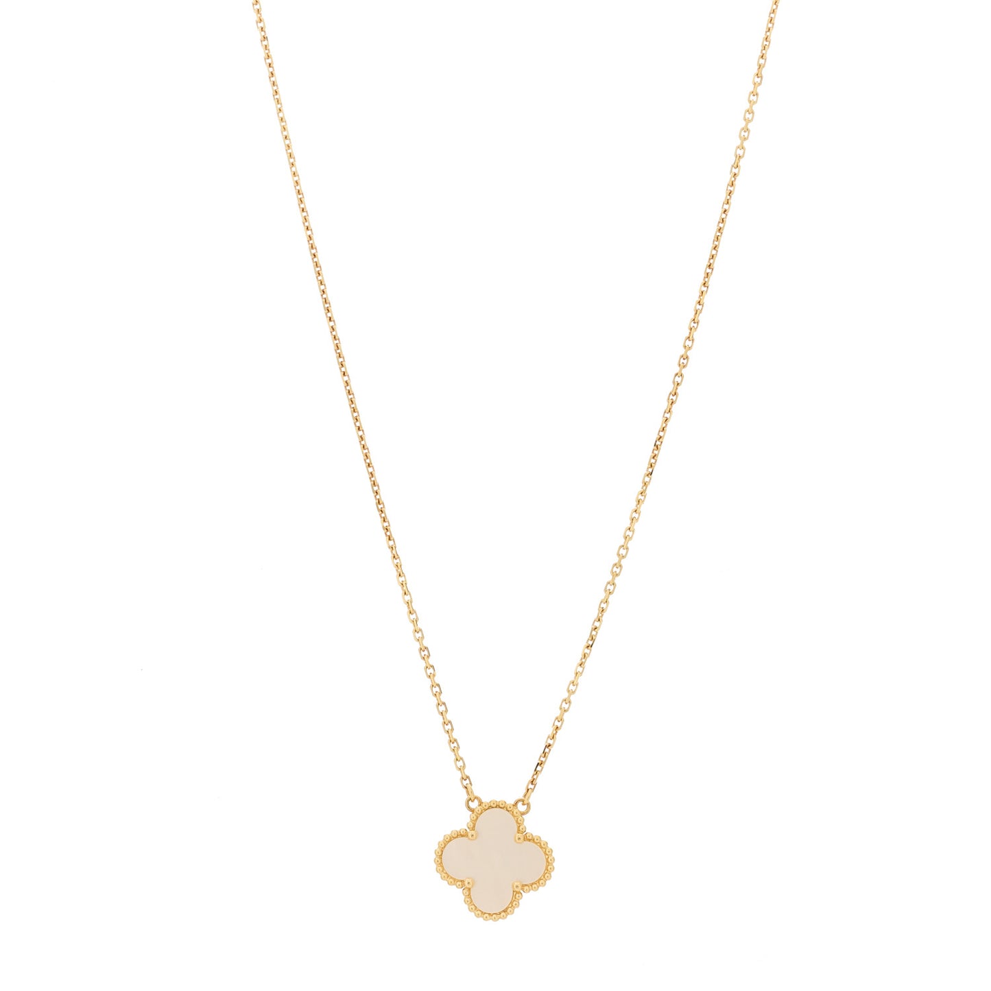 18K Yellow Gold Mother of Pearl Vintage Alhambra Pendant Necklace