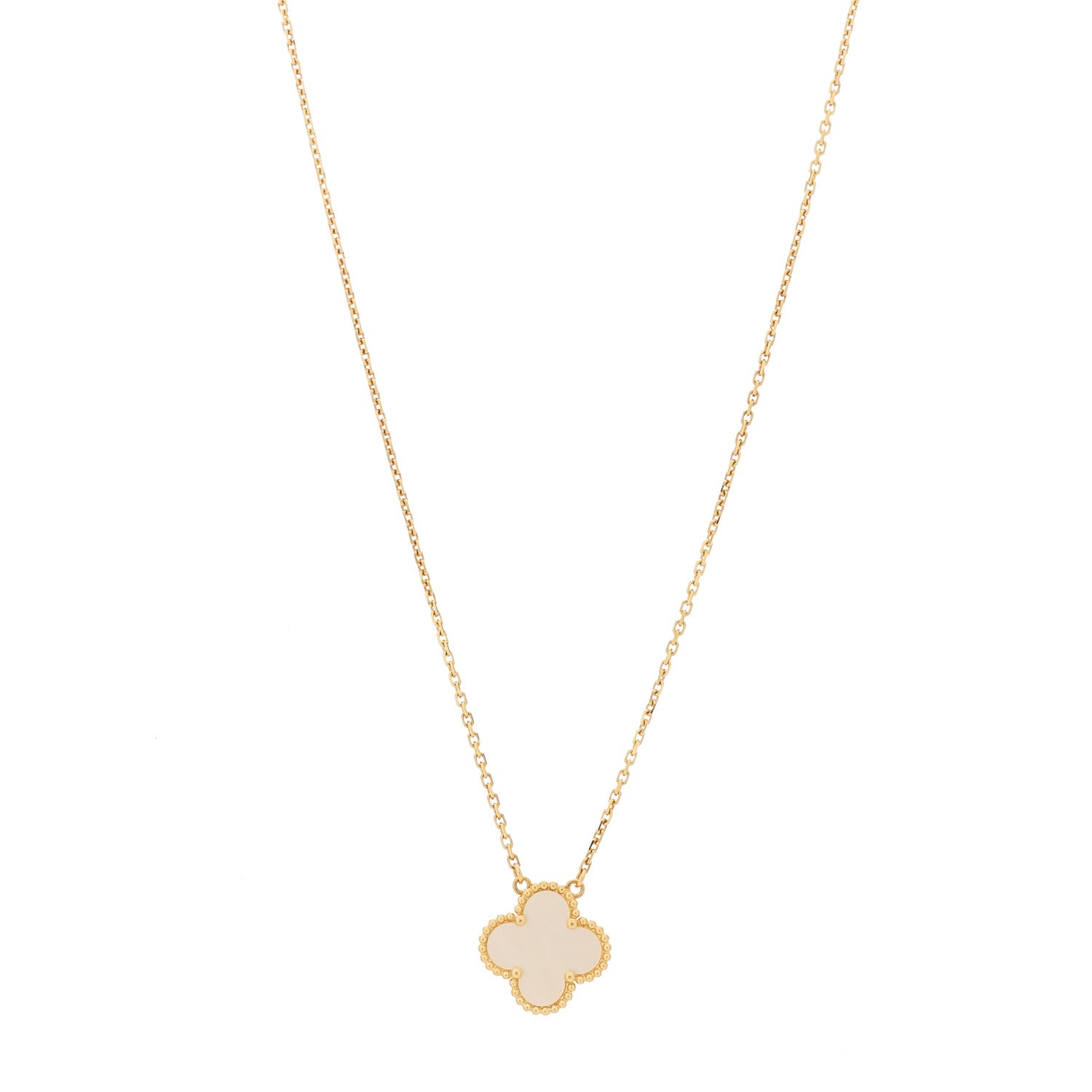 Van Cleef & Arpels 18K Yellow Gold Mother of Pearl Vintage Alhambra Pendant Necklace 1 of 6