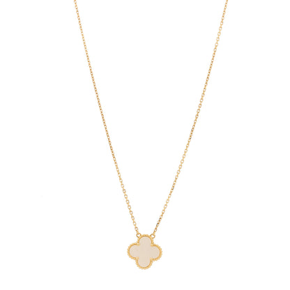 Van Cleef & Arpels 18K Yellow Gold Mother of Pearl Vintage Alhambra Pendant Necklace 1 of 6