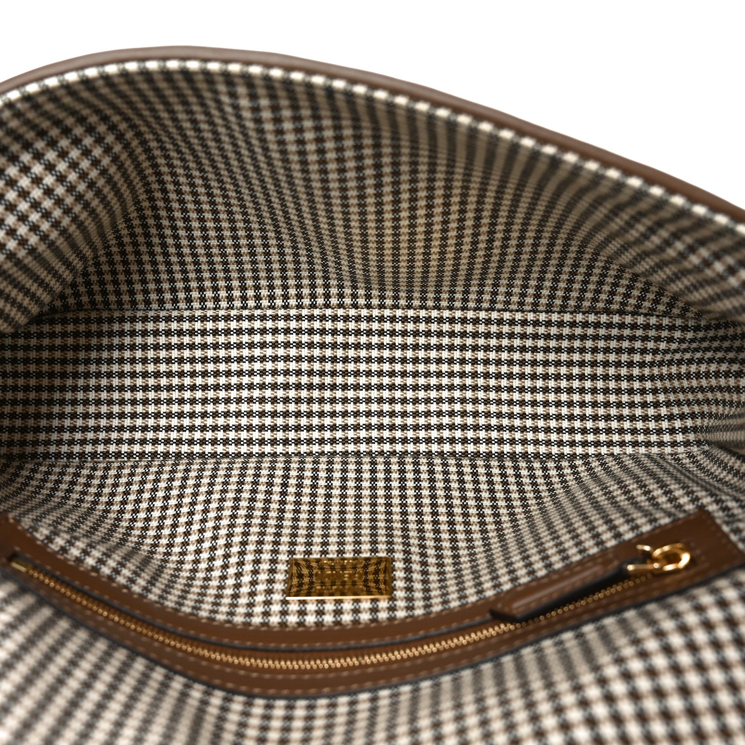 Fendi Wool Vitello King Houndstooth FF Embroidered Baguette Beige Moro 5 of 10