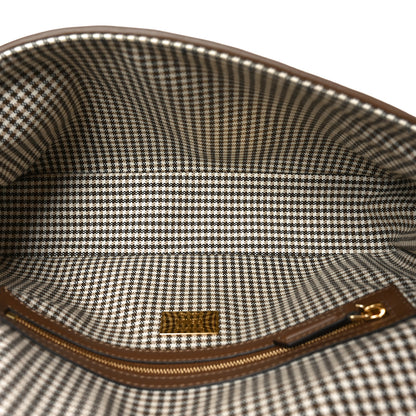 Fendi Wool Vitello King Houndstooth FF Embroidered Baguette Beige Moro 5 of 10