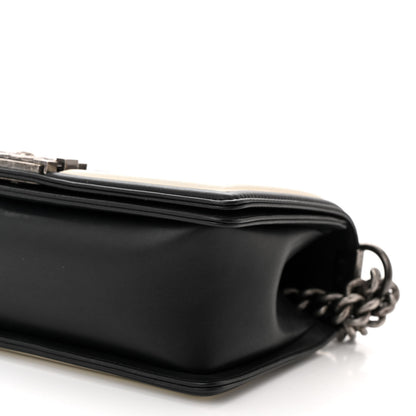 Chanel Calfskin Pleated Medium Boy In Rome Flap Black White 10 of 11