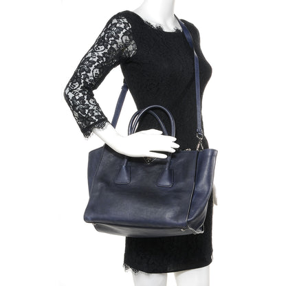 Prada Glace Calf Twin Pocket Tote Baltico 2 of 11