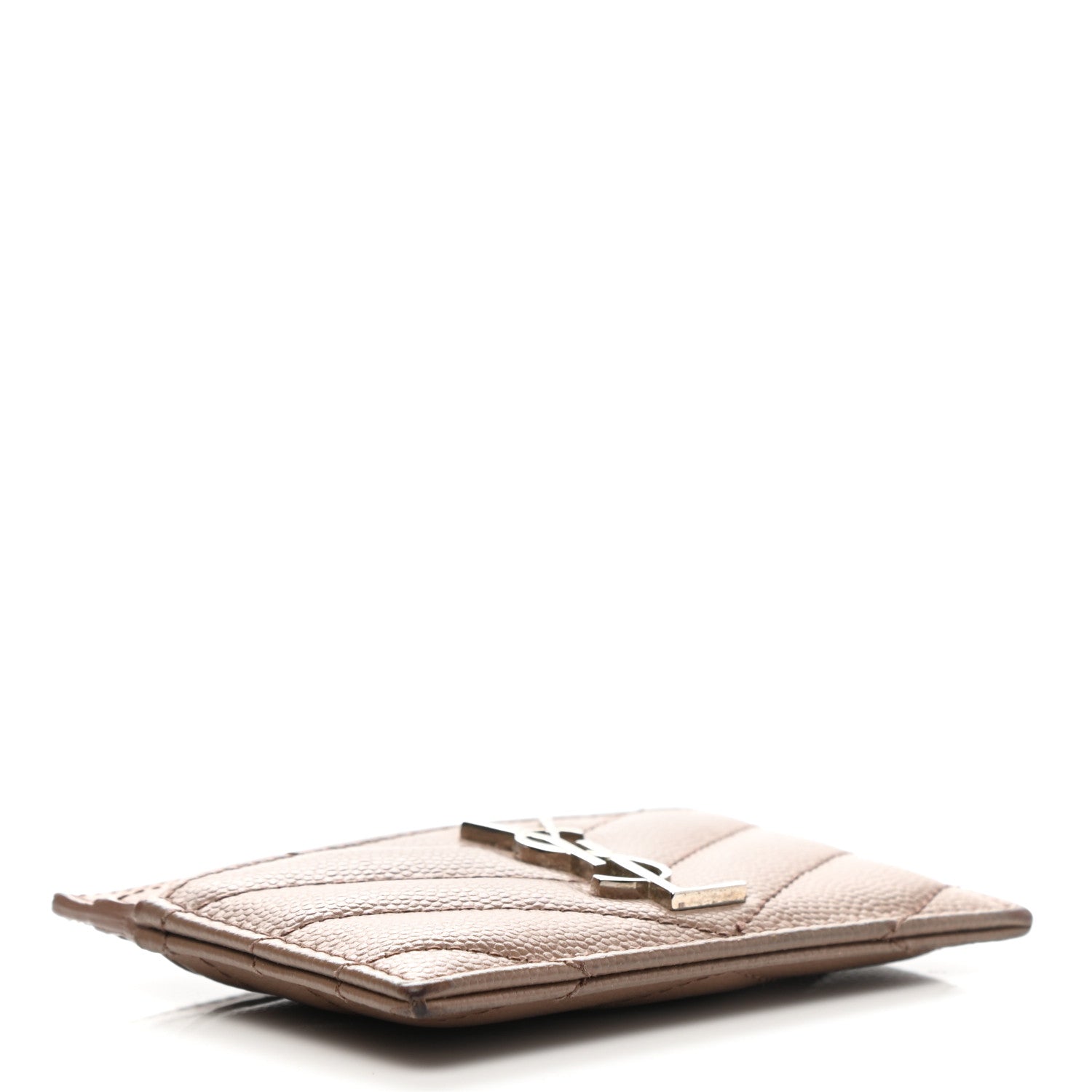 Saint Laurent Grain De Poudre Matelasse Chevron Monogram Credit Card Case Fard 4 of 12