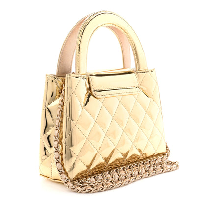 Chanel Mirror Calfskin Metallic Calfskin Quilted Nano Kelly Shopper Gold 3 of 12
