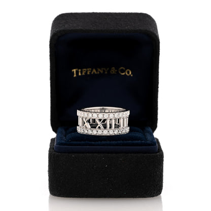Tiffany 18K White Gold Diamond Wide Atlas Open Ring 54 6.75 5 of 5