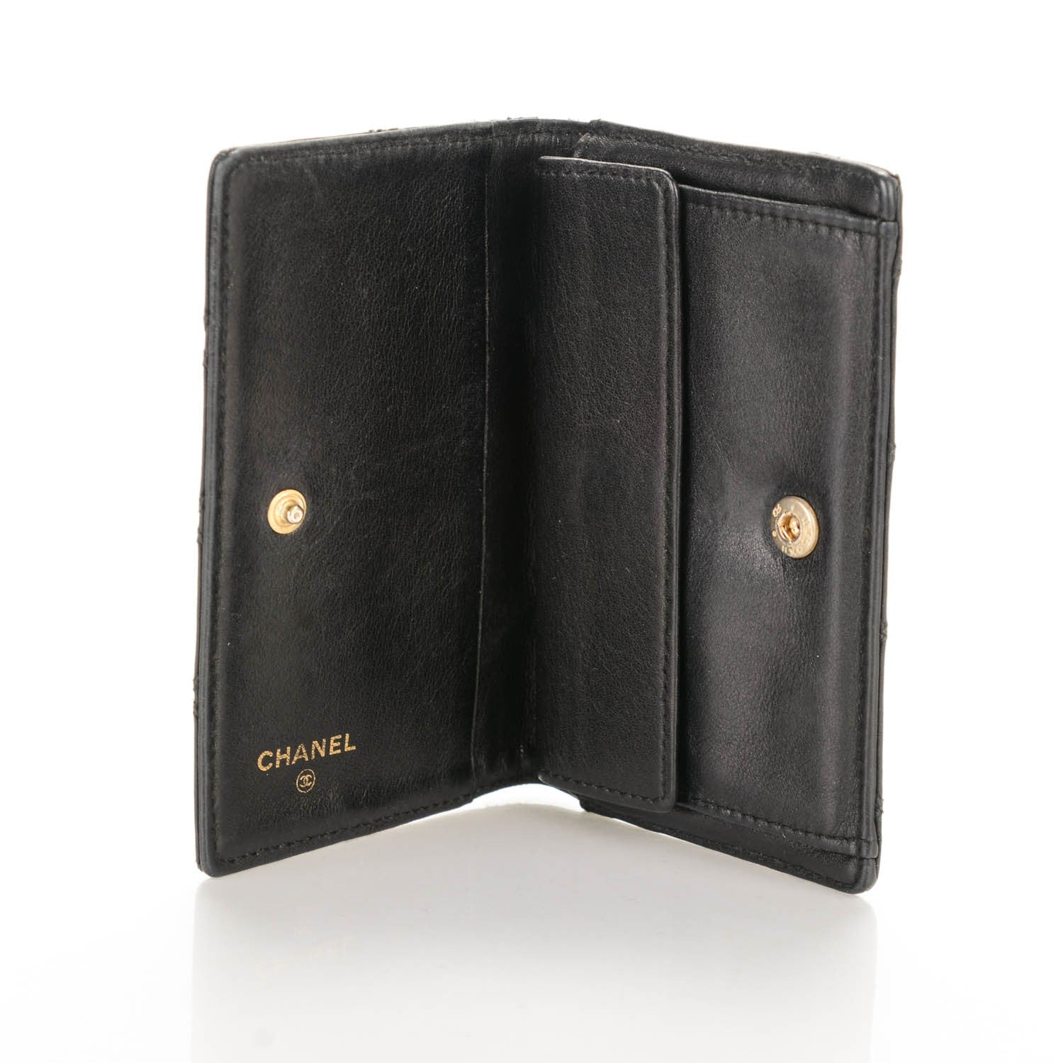 Chanel Calfskin Diamond Stitched Card Holder Wallet Black 5 of 7