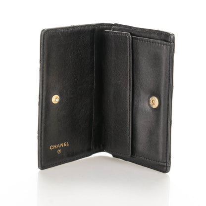 Chanel Calfskin Diamond Stitched Card Holder Wallet Black 5 of 7