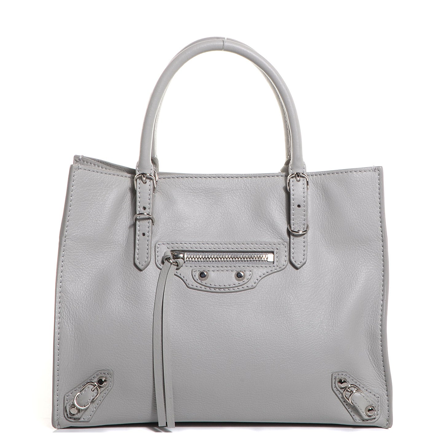 Calfskin Papier Mini A4 Tote Gris Glace