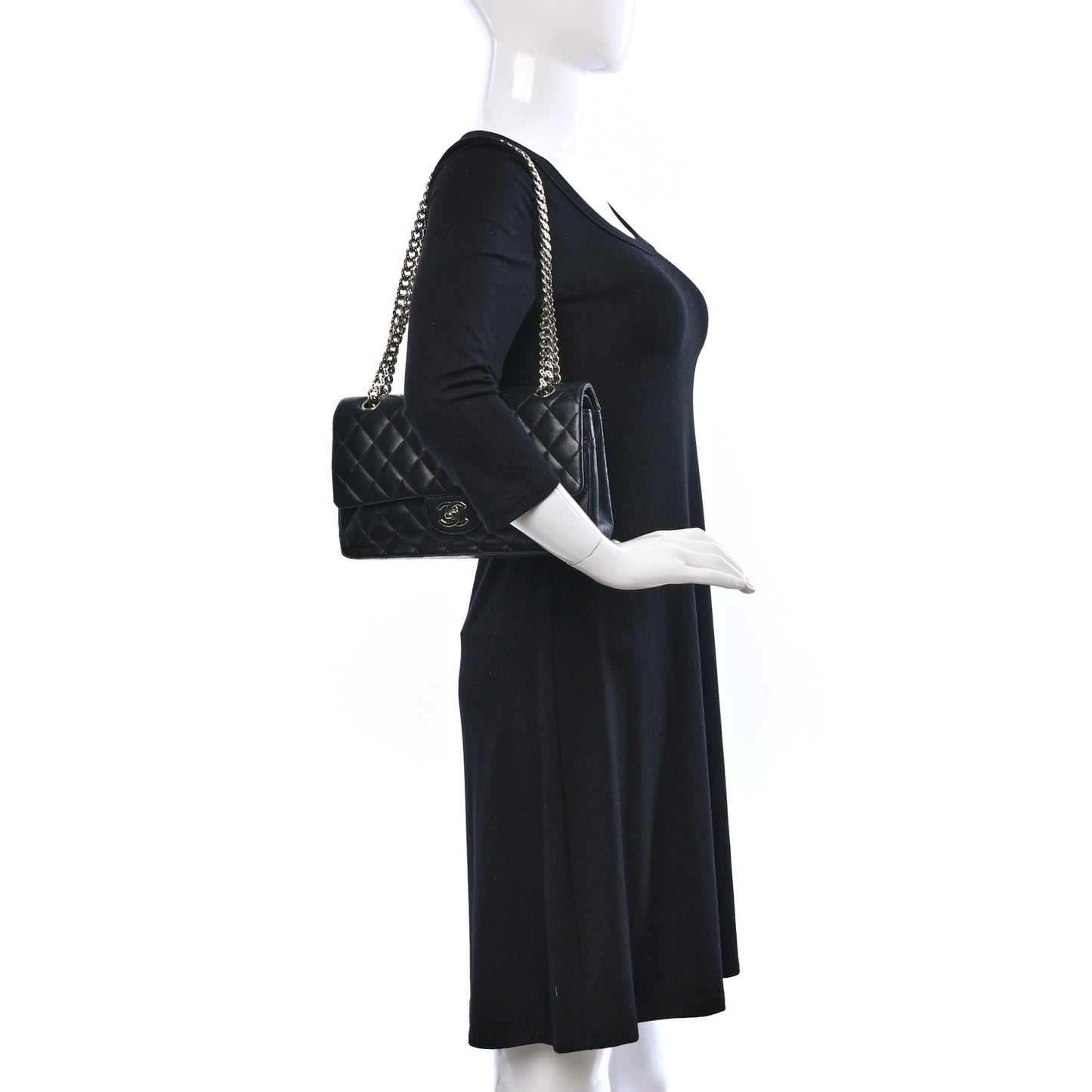 Lambskin Quilted Medium Double Flap Bijoux Chain Black