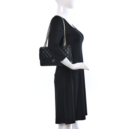 Chanel Lambskin Quilted Medium Double Flap Bijoux Chain Black 2 of 9