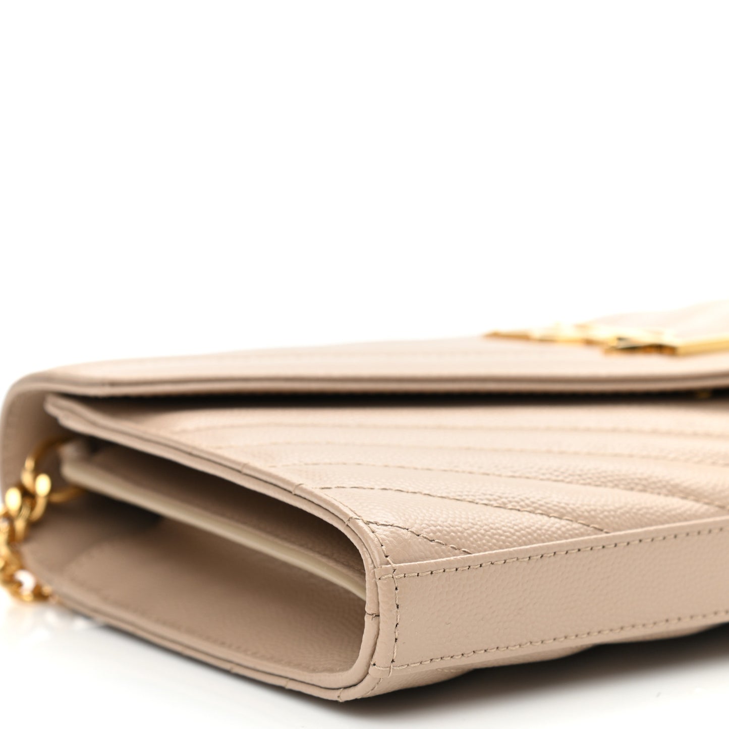 Grain De Poudre Matelasse Chevron Monogram Chain Wallet Nude Powder