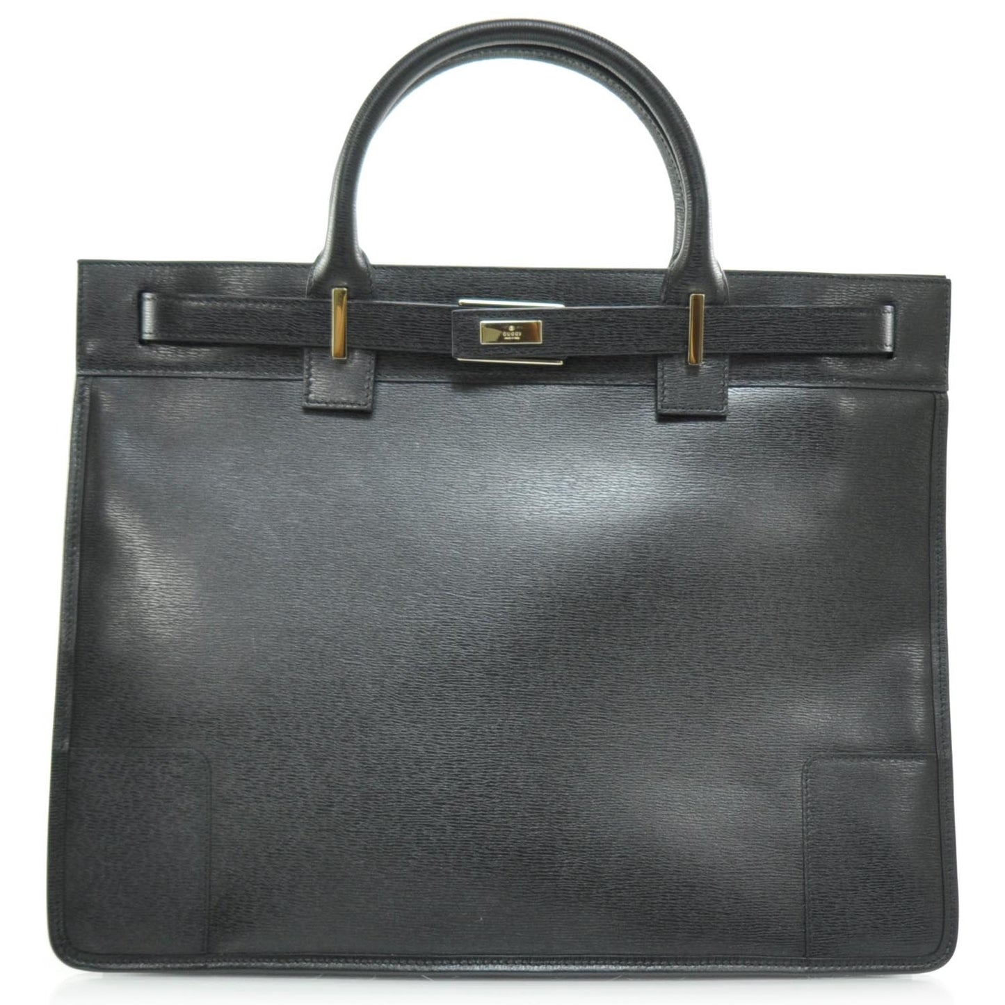 Leather Briefcase Work Bag Black