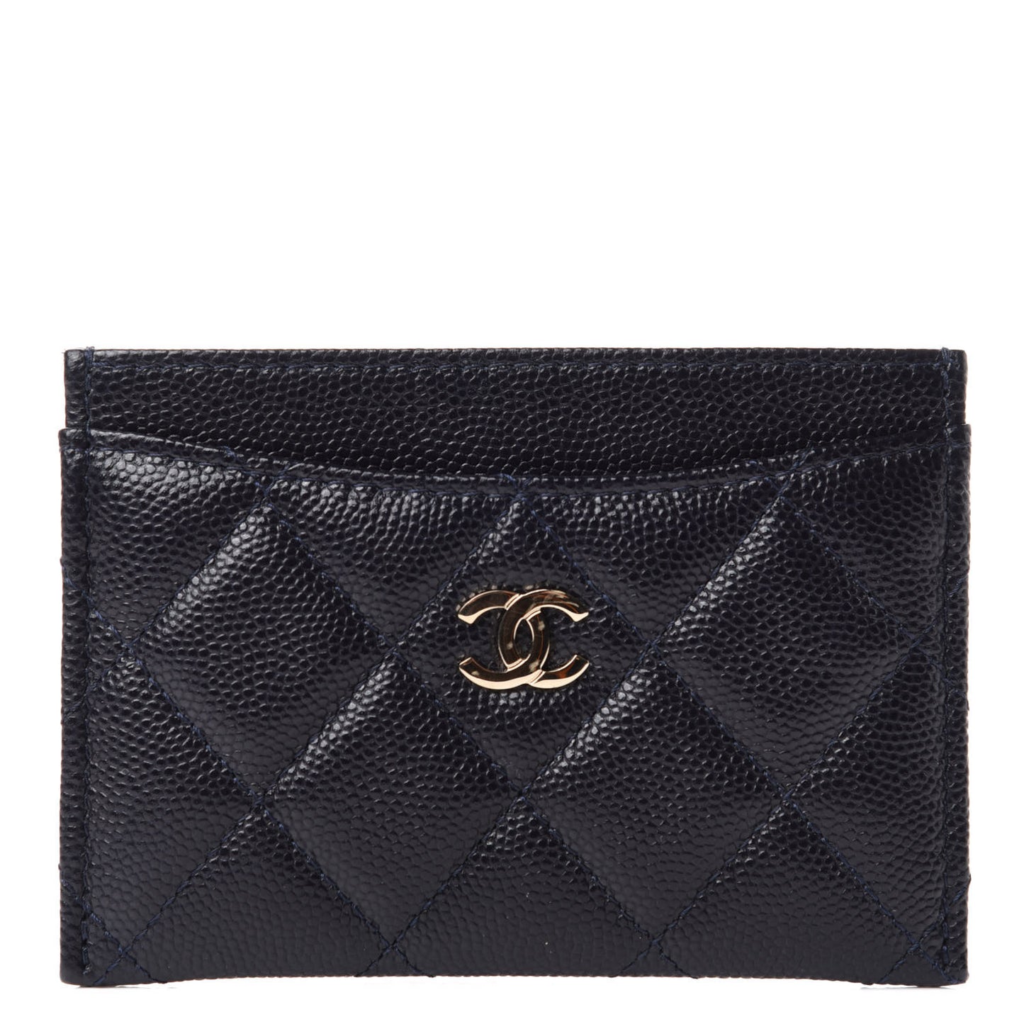 Caviar Quilted Card Holder Navy