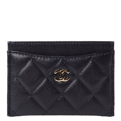 Chanel Caviar Quilted Card Holder Navy 1 of 7