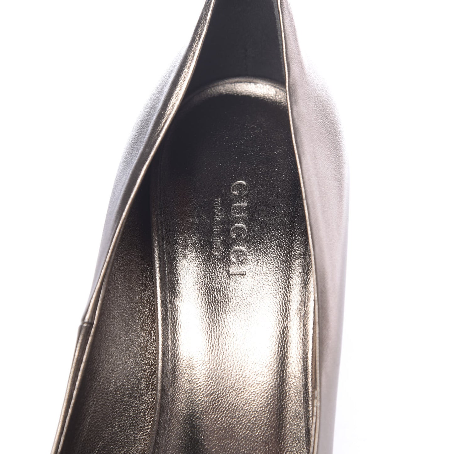 Metallic Calfskin Crystal Interlocking G Pumps 36 Gunmetal