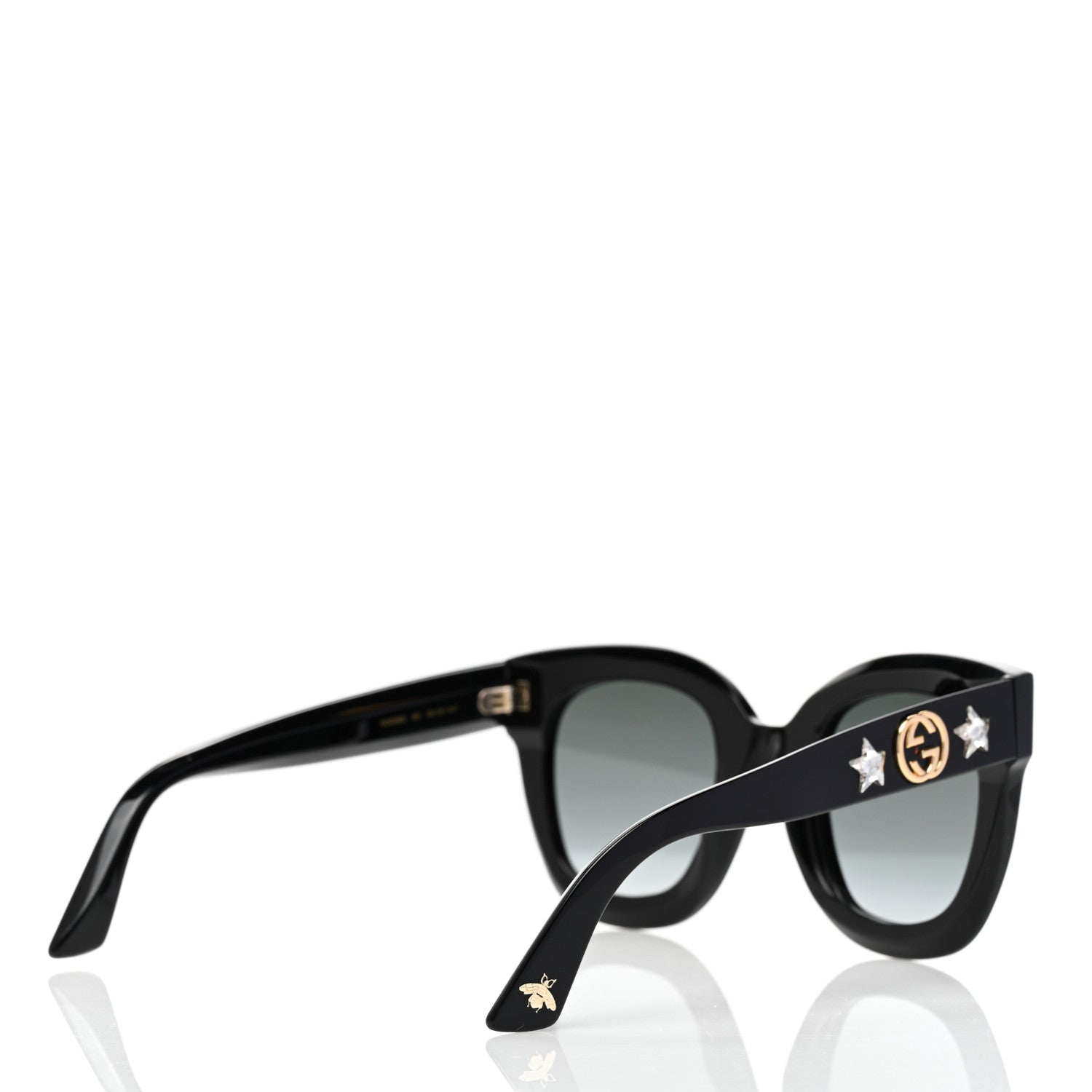 Gucci Acetate Crystal Star Round Frame Sunglasses GG0208S Black 4 of 8