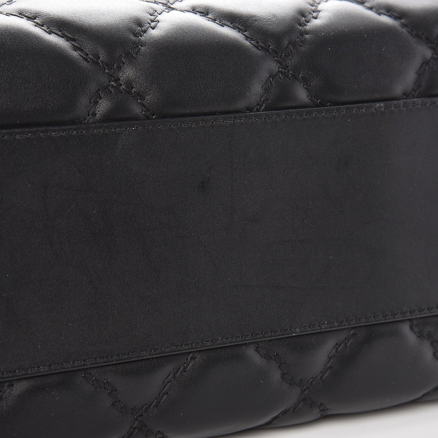 Calfskin Double Stitch Large Hamptons Flap Bag Black