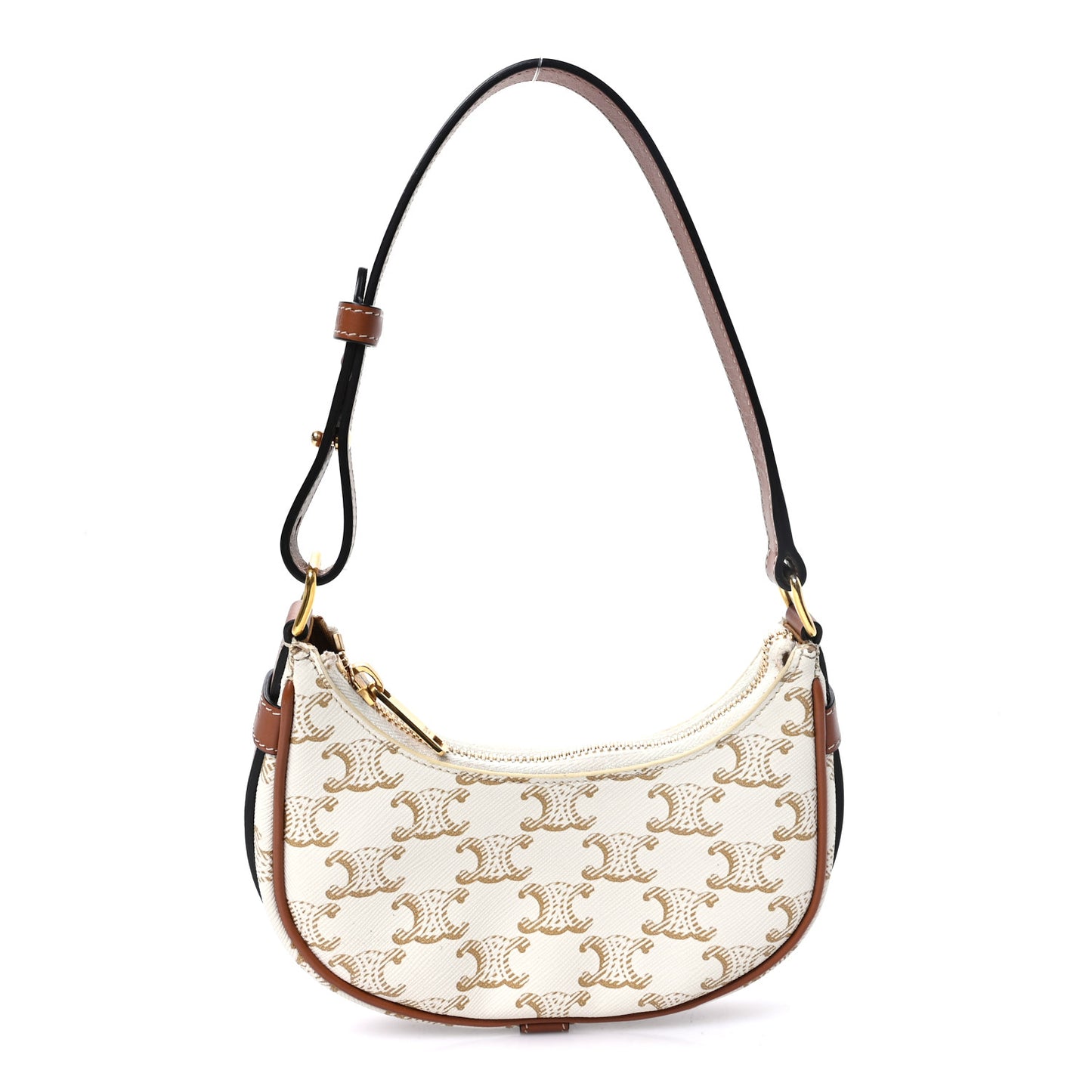 Canvas Calfskin Mini Ava Triomphe Shoulder Bag White