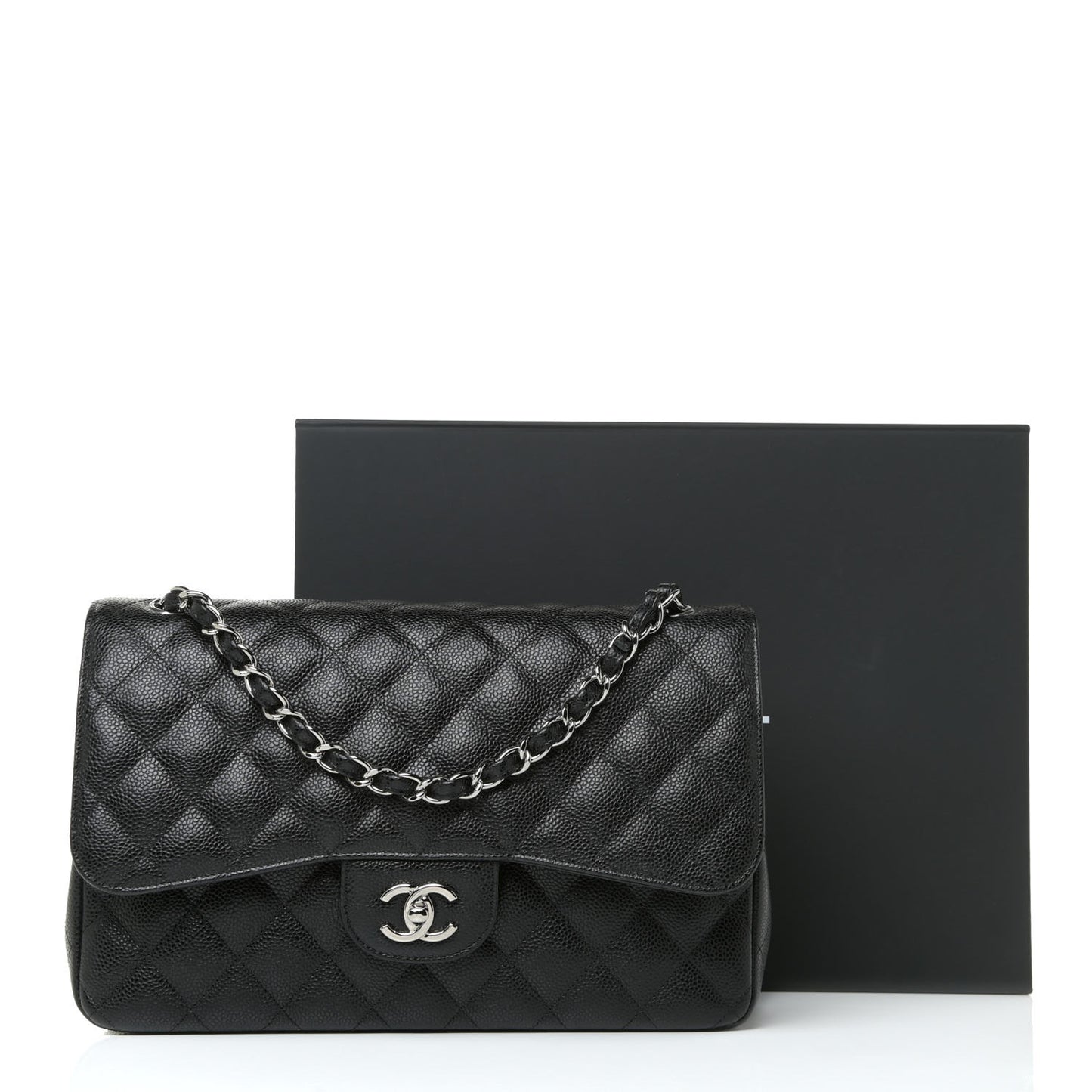 Caviar Quilted Jumbo Double Flap Black