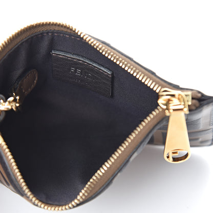 Fendi Vitello Soft F is Fendi Bi-Color FF 1974 Embossed Key Case Pouch Maya Black 4 of 6