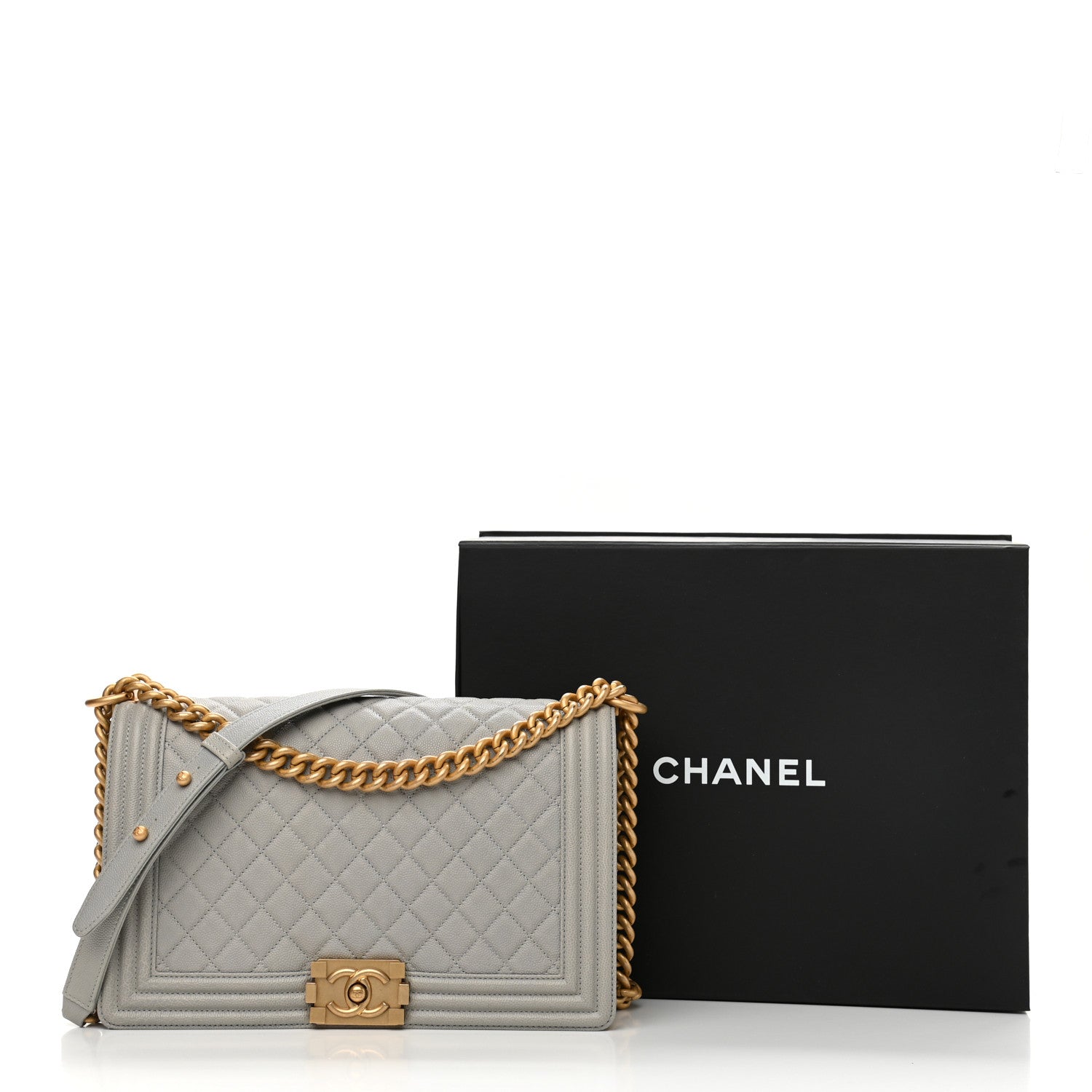Chanel Caviar Quilted New Medium Boy Flap Grey 12 of 12