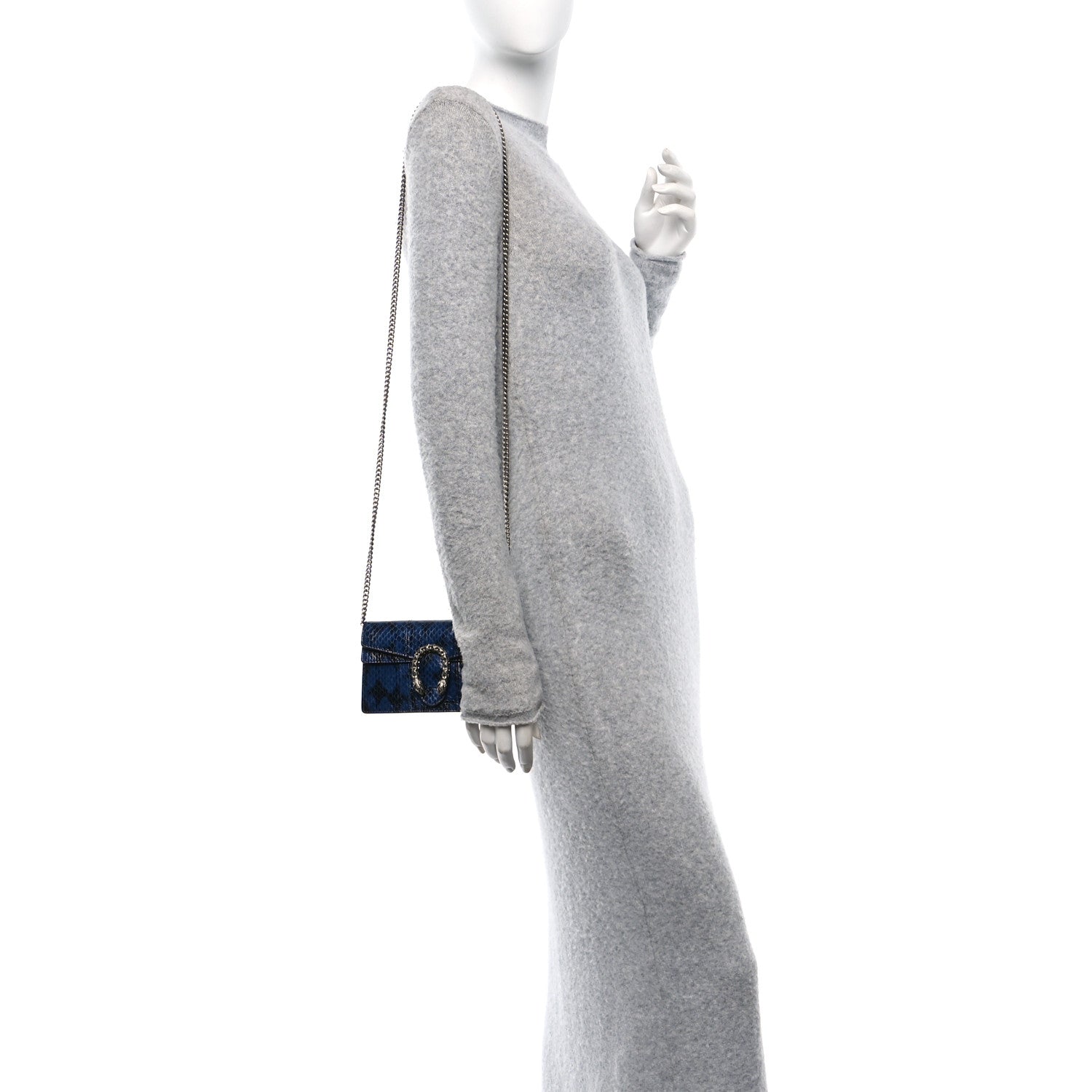 Gucci Snakeskin Super Mini Dionysus Shoulder Bag Blue 2 of 9