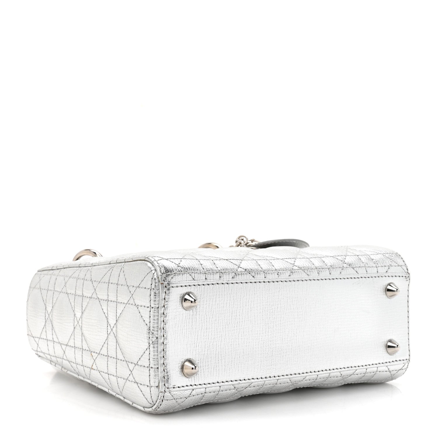 Christian Dior Metallic Grained Calfskin Cannage Small Lucky Badges My Lady Dior Silver 4 of 14
