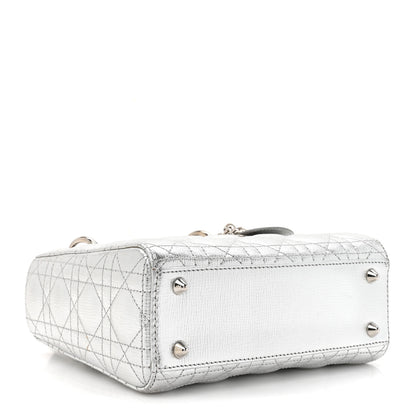 Christian Dior Metallic Grained Calfskin Cannage Small Lucky Badges My Lady Dior Silver 4 of 14