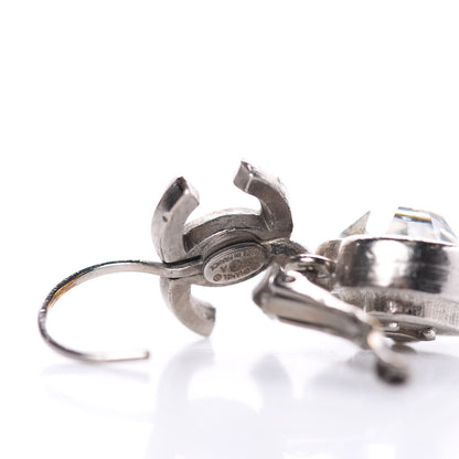 Chanel Crystal Heart CC Drop Earrings Silver 4 of 6