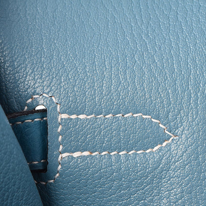 Hermes Taurillon Clemence Birkin 35 Blue Jean 10 of 33