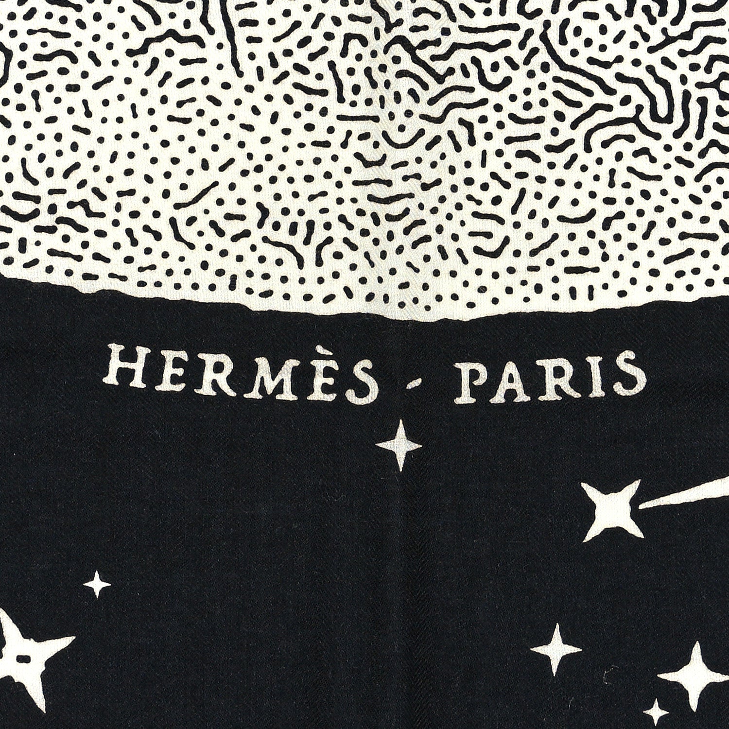 Hermes Silk Cashmere Clair De Lune Shawl 140 Black White 5 of 5
