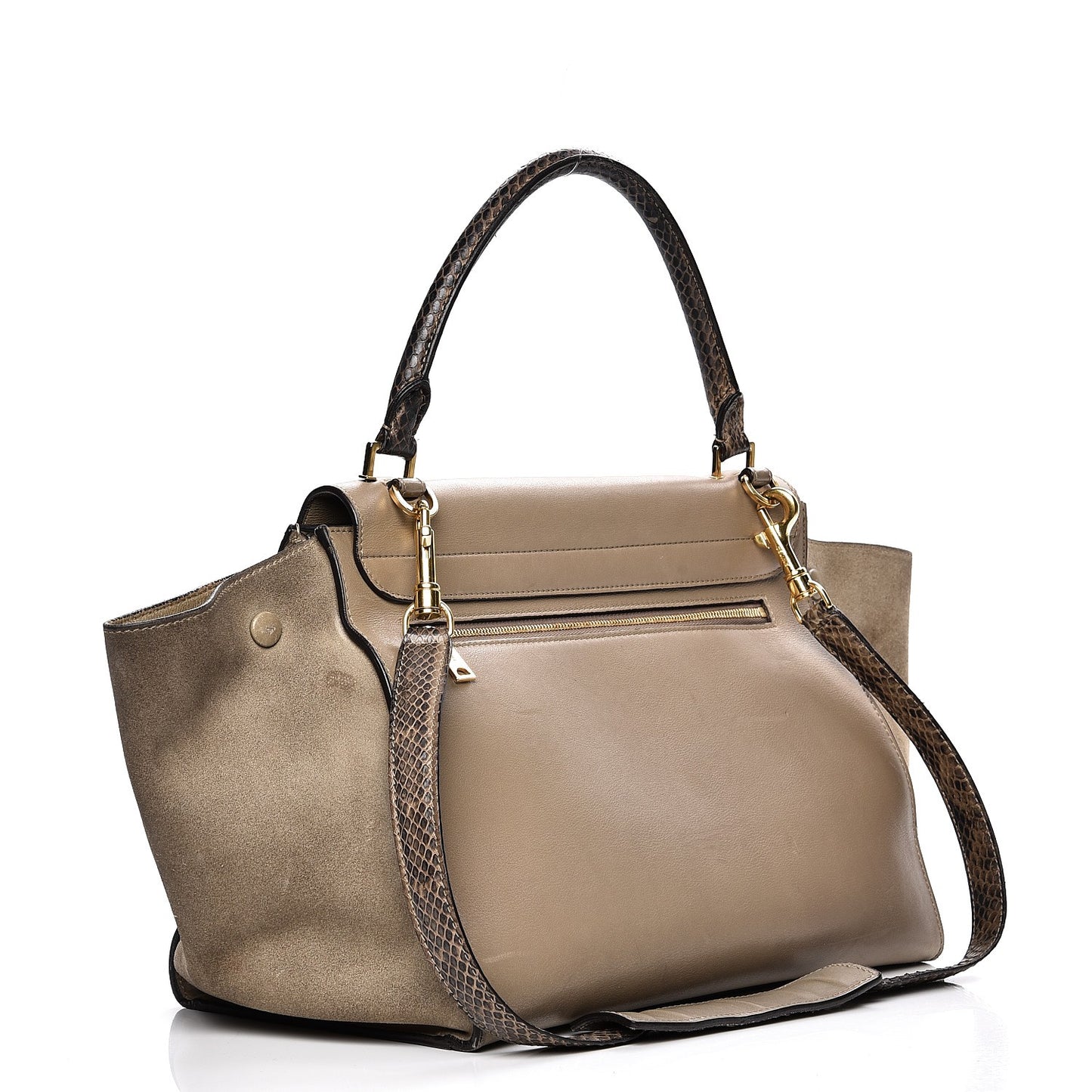 Calfskin Suede Whipsnake Medium Trapeze Black Dune
