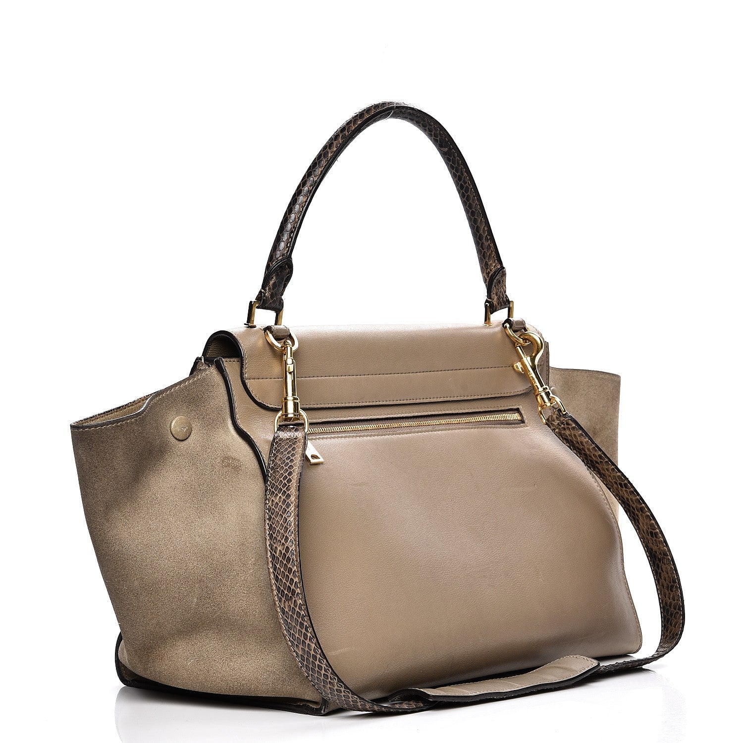 Celine Calfskin Suede Whipsnake Medium Trapeze Black Dune 4 of 25