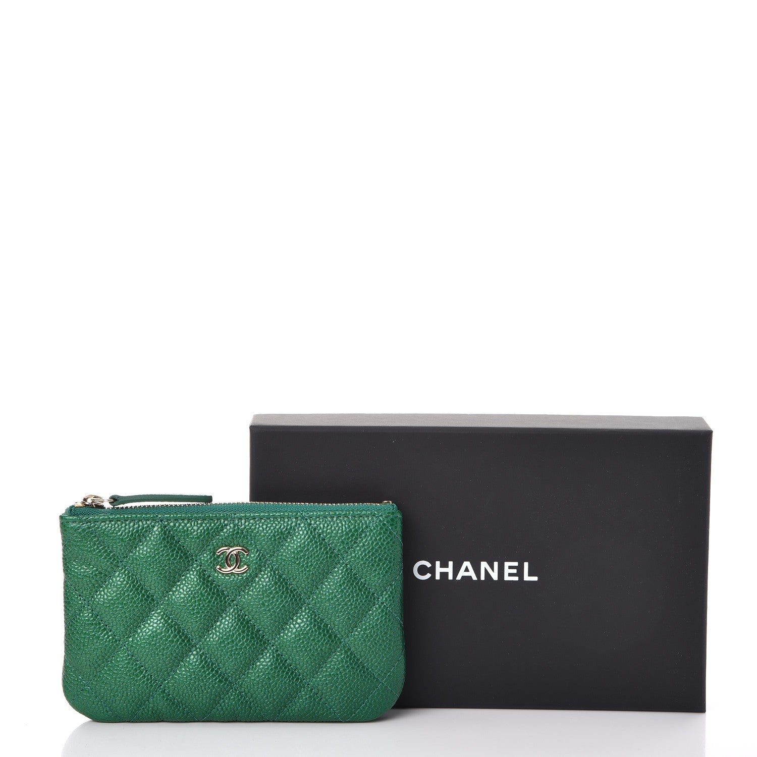 Chanel Caviar Quilted Small Cosmetic Case Green 8 of 8