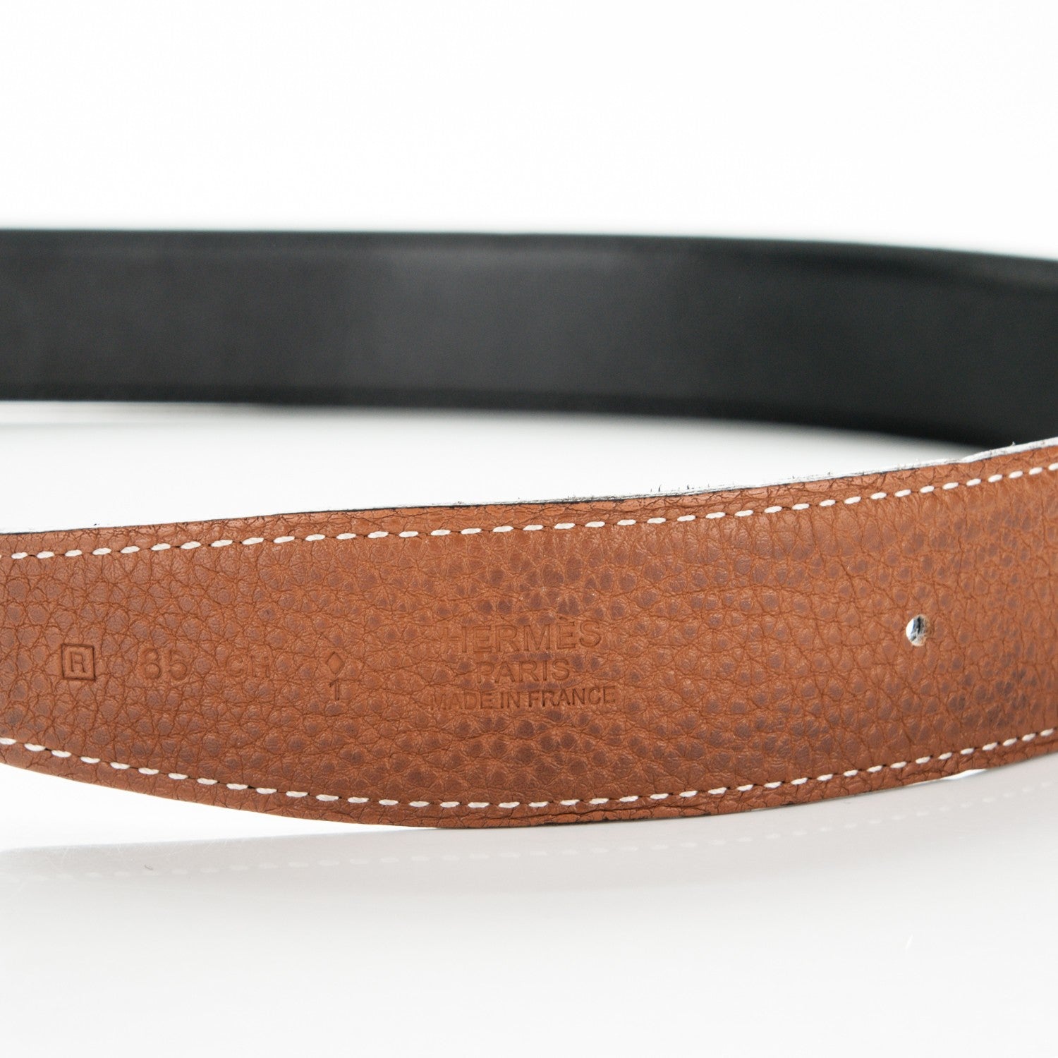 Hermes Box Togo 32mm H Belt 85 Black Gold 5 of 7