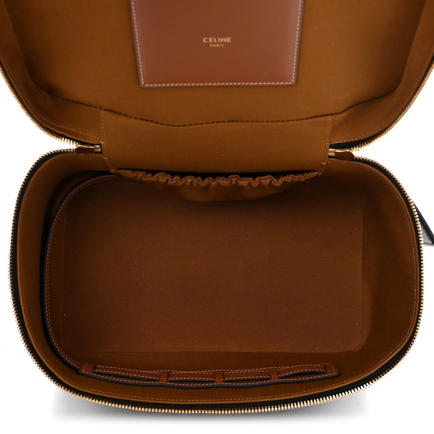Triomphe Canvas Calfskin Vanity Case Tan